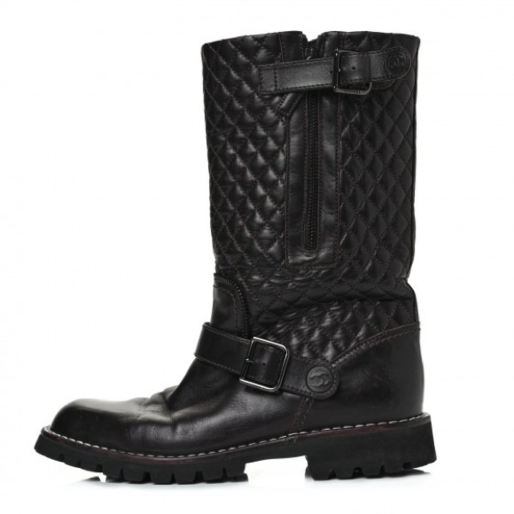 CHANEL
Calfskin Quilted Biker Boots